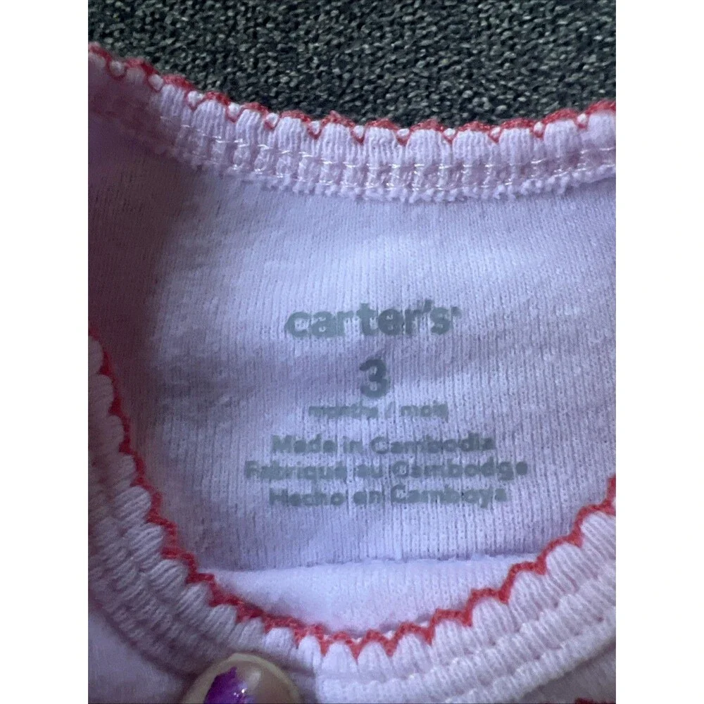 Baby‎ Girl Clothes Carter's 3 Month I Love Mommy Pink Trim Bodysuit